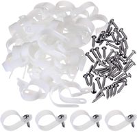 Hicarer 50 Pack R-Type Cable Clip Wire Clamp, Nylon Screw Mounting Cord Fastener Clips with 50 Pack Screws for Wire Management (1 Inch)