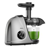 Juicer Machines, Jocuu Slow Masticating Cold Press Juicer Extractor with 2-Speed Settings, Reverse Function, Quiet Motor, for Fruits Vegtables and Wheatgrass, with Brush & Recipes, Easy to Clean
