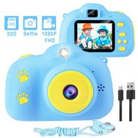 Kids Camera, 1080P 8MP Selfie Digital Kids Camera for Girls with 32GB SD Card Children Video Camera Birthday/Christmas/New Year Toy Gifts for 3 4 5 6 7 8 9 10 Year Old Girls (Blue)