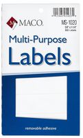 MACO White Rectangular Multi-Purpose Labels, 5/8 x 1-1/4 Inches, 800 Per Box (MS-1020)