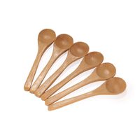 BambooMN Brand - Carbonized Brown 3.5" Round Head Small Solid Bamboo Spice/Salt/Sugar Spoons, 10pcs