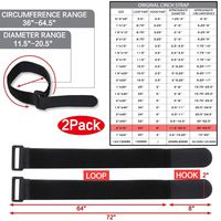 2Pack/Black 2"x 72" Heavy-duty Fastening hook and loop Cinch straps, Multipurpose Strong Gripping, Nylon Cable Straps and Cable Ties, Durable Cable Tie Down Straps, Multifunctional Securing Straps