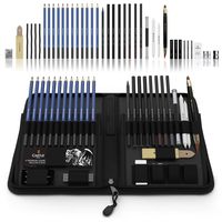 Castle Art Supplies Graphite Drawing Pencils and Sketch Set (40-Piece Kit), Complete Artist Kit Includes Charcoals, Pastels and Zippered Carry Case, Includes Rare Pop-Up Stand