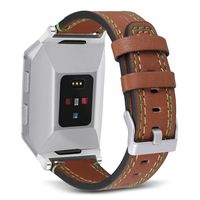 SKYLET Compatible with Fitbit Ionic Bands, Classic Genuine Leather Replacement Straps Compatible with Fitbit Ionic Smart Watch Wristbands Men Women[Brwon]