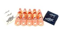 Sky High Car Audio (10) 1/0 Gauge Copper Ring Terminals 3/8" White/Black Heat Shrink Tubing LUGS