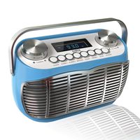 Detroit, FM AM Radio Alarm Clock Bedside Mains Powered Or Battery FM Retro Radio with LCD Display Clock Radio (Blue)