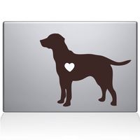 The Decal Guru Labrador Retriever Love Silhouette Decal Vinyl Sticker, 13" MacBook Pro (2015 & Older Models), Brown (2337-MAC-13P-BRO)