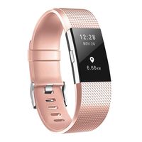 Smasy Replacement Bands Compatible with Fitbit Charge 2, Soft Silicone Adjustable Sport Wristbands Small Large (Rose Gold, Small(5.5"-6.7"))