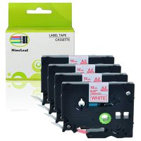 NineLeaf 4 Pack Red on White Label Tape Compatible for Brother TZ TZe TZ 232 TZe 232 1/2 inch for P-Touch GL-100 PT-1000 PT-1010 PT-1100 PT-1170 PT-11Q PT-1280 PT-18R PT-2030 PT-D210BK Printer