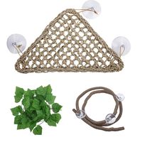 PAWCHIE Bearded Dragon Hammock Accessories with Climber Vines and Leaves, Reptile Lounger with Suction Cups for Lizard, Geckos, Iguanas and Anoles