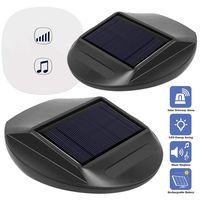 Seanme Solar Motion Sensor Alarm,Solar Lights, Wireless Driveway Alarm, Outdoor,Indoor Weatherproof Business Detect Alert with 2 Sensor and 1 Receiver,38 Chime Tunes - LED Indicators