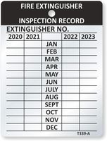 SmartSign "Fire Extinguisher Inspection Record" 4-Year Maintenance Tags | 3" x 2.25" Heavy Duty Aluminum, Pack of 10