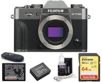 FUJIFILM X-T30 Mirrorless Digital Camera (Body with 64GB Bundle, Dark Silver)