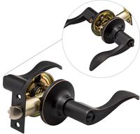 Berlin Modisch Entrance Lever Door Handle [Lock with Two Keys] for Office or Front Door with a Oil Rubbed Bronze Finish, Reversible for Right & Left Side, with a Door Bumper Wall Protector