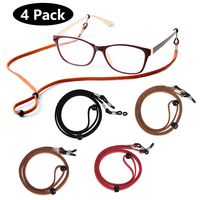 Eyewear Retainer，Premium ECO Leather Eyeglasses String Holder Chain Necklace Adjustable Glasses Cord Lanyard （Pack of 4）