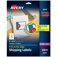 Avery White Laser Labels for Color Printing, 3 x 3-3/4 Label, 150 per Pack (6874)