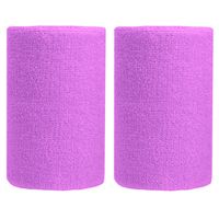 BBOLIVE 4' Inch Wrist Sweatband in 27 Different Neon Colors - Athletic Cotton Terry Cloth - Great for All Outdoor Activity(1 Pair) (Light Purple)