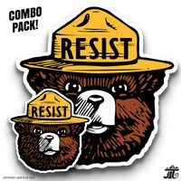 Jack'D Up Tees Resist' Smokey The Bear 3" + 5.5" Car Window/MacBook / Laptop Decals - Combo Pack (Color)