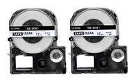 2PK Onirii Compatible Epson Labelworks Label Tape Cartridge LW-300 LW-400 LW-500 LW-600 LC-4TBN9(LK-4TBN) Black On Clear Label Maker Tape Refill Cartridge 12mmx26.2ft