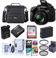 Panasonic Lumix DMC-FZ1000 Digital Camera - Bundle with 32GB Class 10 SDHC Card, Camera Holster Case, Spare Battery, 62mm Filter Kit, Cleaning Kit, Software Bundle