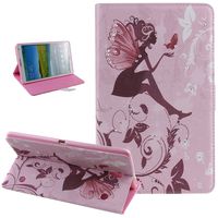 Galaxy Tab S 8.4 Case, Butterfly Fairy Girl Flower Pattern Inlaid Shiny Glitter Rhinestone PU Leather Flip Protective Case Cover with Stand for Samsung Galaxy Tab S 8.4 SM-T700 / SM-T705,Fairy Pink