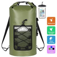HEETA Waterproof Dry Bag for Women Men(Upgraded Version), 5L/ 10L/ 20L Roll Top Lightweight Dry Storage Bag Backpack with Phone Case, Green 20L