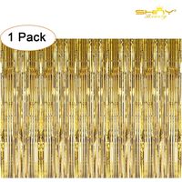 ShiDianYi Gold-Foil Fringe Curtain-3FTX8FT Tinsel Foil Fringe Curtains Backdrop for Christmas/Thanksgiving Day