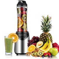 La Reveuse Smoothies Blender Personal Size 300 Watts with 18 oz BPA Free Portable Travel Sports Bottle (Silver-1802)