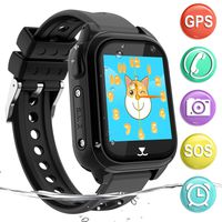Kids GPS Smartwatch Phone IP67 Waterproof, Boys Girls Watch with GPS Locator 2Way Call SOS Voice Chat Camera Pedometer Alarm Clock Sport Watch Gift Compatible with iOS Android Smartphones (Black, 2G)