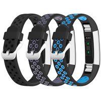 iHillon Compatible with Fitbit Alta/Alta HR/Fitbit Ace Bands, 3-Pack Two-Toned Breathable Silicone Sport Replacement Wristbands with Metal Buckle for Women Men Kids