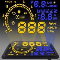 5.5" Car OBD2 II EUOBD car HUD Head Up Display with Over speed Warning System, Projector Windshield Auto Electronic Voltage Alarm, Bracket, with Mufti color LED Screen(blue)