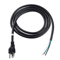 14 AWG 3 Conductor 3-Prong Power Cord with Open Wiring, 15 Amp Max, 6 ft Replacement Power Cord with Open End, Pigtail Open Cable