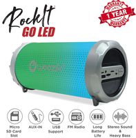 Woozik Rockit Go / S213 Wireless Boombox, Portable Bluetooth Speaker- Outdoor Indoor with Dancing LED Lights,with FM Radio, SD Card, Aux 3.5mm, USB Support (Silver)