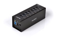 ViewHD Professional Premium Quality USB 3.0 7-Port Hub with On/Off Power Switch + 12V Power Adapter + USB Cable in Full Metal Case (Black) | Model: VHD-U3P7B