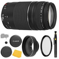 Canon EF 75-300mm f/4-5.6 III Lens + UV Filter + Collapsible Rubber Lens Hood + Lens Cleaning Pen + Lens Cap Keeper + Cleaning Cloth - 75-300mm III: Lens - International Version (No warranty)