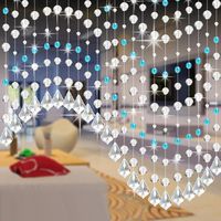 Paymenow Glass Crystal Beads Curtain Window Door Curtain Passage Home Party Wedding Backdrop Divider Panel Room Decor (C)