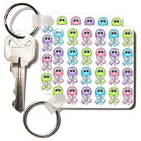 3dRose Rainbow Jellyfish Print - Key Chains, 2.25 x 4.5 inches, set of 2 (kc_6157_1)