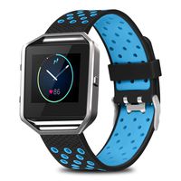 Jobese Compatible with Fitbit Blaze Bands, Two-Tone Soft Breathable Bands with Silver Metal Frame Compatible with Fitbit Blaze Silicone Accessories Wristbands