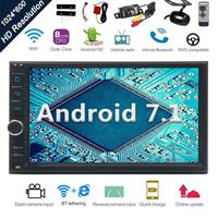 Android 7.1 32GB 2GB Car Stereo Radio with Octa Core GPS Navigation Support Fastboot WiFi MirrorLink USB SD Backup Front Cam-in 7" 1024600 Capacitive Touchscreen Double Din+Free Dual Cam
