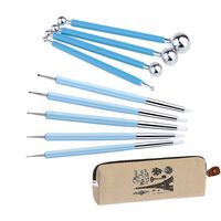 Ecjiuyi 9PCS Stylus Tools, 5PCS 5 X 2 Way Dotting Tool Rubber Brushes Wipe Out Tools and 4PCS Double-Ended Metal Ceramic Clay Dotting Tools with a Storage Case