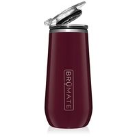 BrüMate 12oz Insulated Champagne Flute With Flip-Top Lid - Made With Vacuum Insulated Stainless Steel (Merlot)