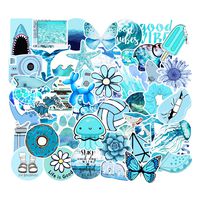 DZY Stickers for Water Bottles, 53 Pcs Hydro Flask Sticker Pack, Trendy VSCO Vinyl Aesthetic Stickers for Laptop Hydroflasks Skateboard, Waterproof Cool Cute Sticker for Teens Girls Adult, Blue
