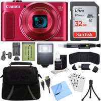 Canon PowerShot SX620 HS 20.2MP Digital Camera Red w/ 64GB Accessory Bundle includes Camera, 64GB SDXC Memory Card, Bag, HDMI Cable, Flash, Mini Tripod, Cleaning Kit and Beach Camera Cloth