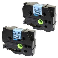 Prestige Cartridge 2 x TZ-S551 24 mm x 8 m Extra Strength Adhesive Label Tape for Brother P-Touch Printing Machine - Black on Blue (Pack of 2)