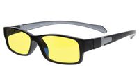 Eyekepper Yellow Tinted Lens 94% Blue Light Blocking Computer Glasses (Black/Grey Arm +1.25)
