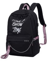 El-fmly Fashion Luminous Backpack with USB Port,Casual Lightweight Backpacks Cute Bookbag Shoulder Bag School Backpack for Teen - Black+Pink