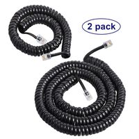 Telephone Cords for Landline Phones 2 Pack, 10 Feet Uncoiled and 23 Feet Uncoiled, Coiled Handset Phone Cord for IP Phones, Black