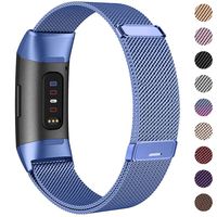 HAPAW Bands Compatible with Fitbit Charge 3, Women Men Metal Stainless Steel Replacement Accessories Straps Bracelet Compatible with Fitbit Charge 3 SE Fitness Tracker Small Large