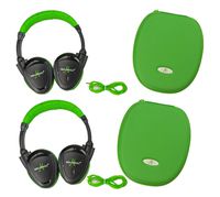 Wisconsin Auto Supply MDZHP-FF-Green Wireless Headphone (2 Channel Fold Flat DVD Player with Case and 3.5 mm Auxiliary Cord), 2 Pack