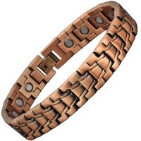 Copper Link Bracelet for Men Stainless Steel Copper Magnetic Therapy Bracelet for Arthritis Pain Relief Small Medium Extra Large Magnetic Bracelet-CS18 (9.85 in / 25 cm)